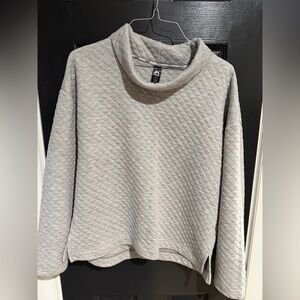 RBX Light Gray Quilted Diamond Pattern Cowl Neck Pullover